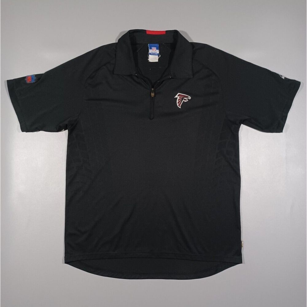 Atlanta Falcons Shirt Mens M Black 1/4 Zip Polo Reebok Embroidered Logo